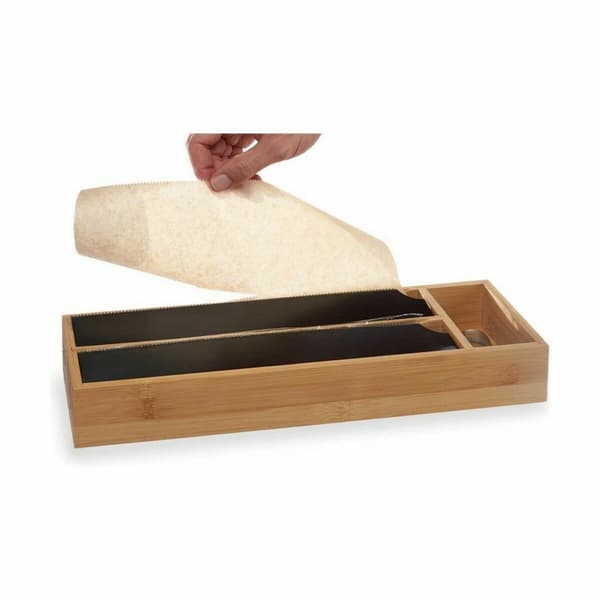 Paperinannostelija Kinvara JWKW-5153 (2) Musta Luonnollinen Bambu Ruostumaton teräs 40 x 7 x 13 cm Double (8 osaa)
