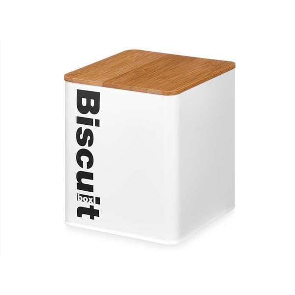 Kiks og kage kasse Kinvara W5003BM Hvid Metal 13,7 x 16,5 x 14 cm (6 enheder)