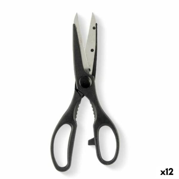 Keittiösakset Kinvara KN0194 Musta Hopeinen Ruostumaton teräs 7,5 x 21 x 1 cm (12 osaa)