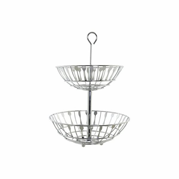 Fruktskål DKD Home Decor Silvrig Metall Plast 28 x 28 x 40 cm