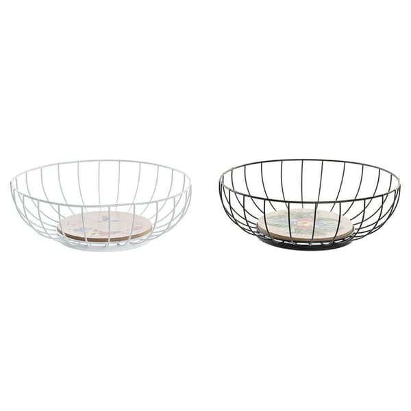 Fruktskål DKD Home Decor Multicolour Metall Trä MDF 28 x 28 x 11 cm (2 antal)