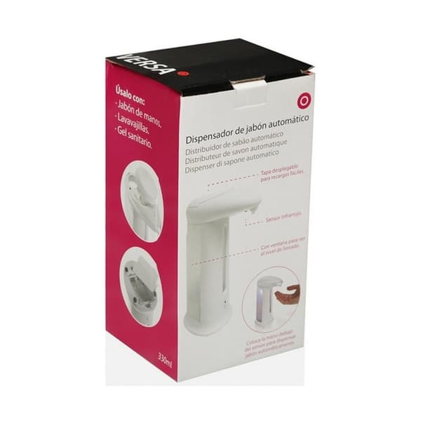 Beholder med sensor Versa Hvid ABS 8 x 21 x 12 cm 1 L