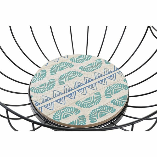 Frugtskål DKD Home Decor Blå Turkisblå Metal Træ MDF 28 x 28 x 11 cm (2 enheder)