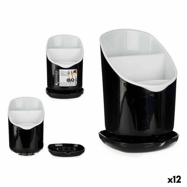 Bestikdræner Kinvara AP-9143 Hvid Sort Plastik 12 x 19 x 12,5 cm Aftendragt (12 enheder)