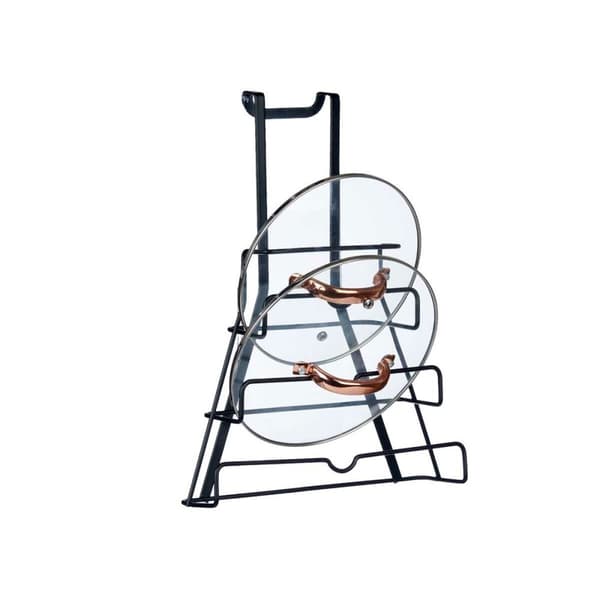 Køkkenredskaber Stand Kinvara W7134 Sort Jern 27 x 37 x 9 cm Stegepande låg (6 enheder)