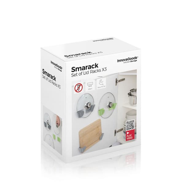 Sett med 3 limholdere for kasserollelokk Smarack InnovaGoods