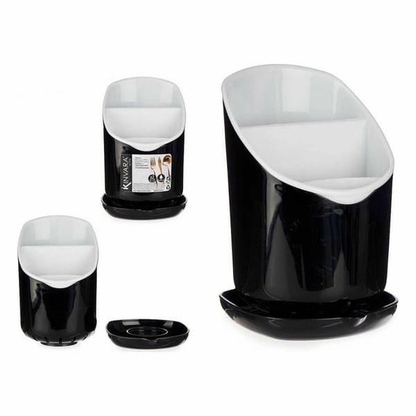 Bestikkdrainer Kinvara AP-9143 Hvit Svart Plast 12 x 19 x 12,5 cm Smoking (12 enheter)