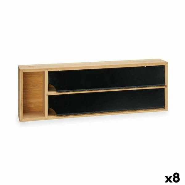 Paperinannostelija Kinvara JWKW-5153 (2) Musta Luonnollinen Bambu Ruostumaton teräs 40 x 7 x 13 cm Double (8 osaa)