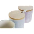 Pikkukuva 3 / 3: Sokeriastia DKD Home Decor Sininen Vihreä Liila Bambu Dolomite 7,5 x 7,5 x 7,5 cm (3 osaa)