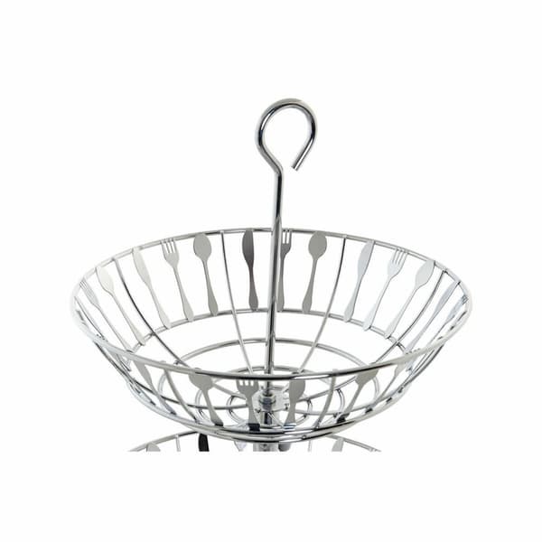 Fruktskål DKD Home Decor Silvrig Metall Plast 28 x 28 x 40 cm