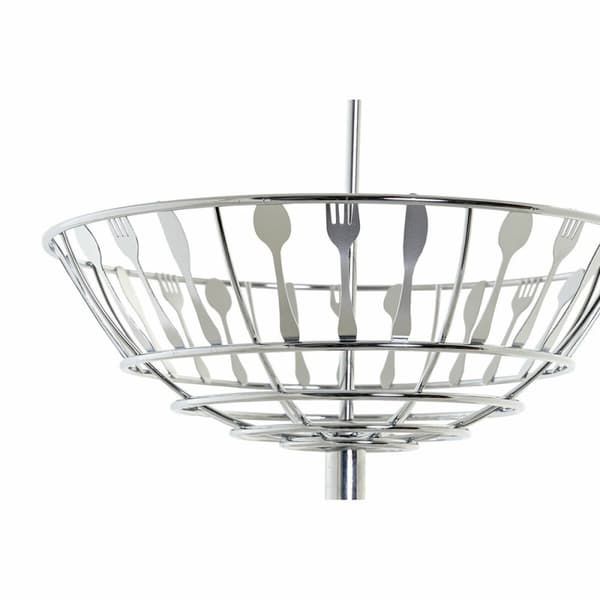 Fruktskål DKD Home Decor Silvrig Metall Plast 28 x 28 x 40 cm
