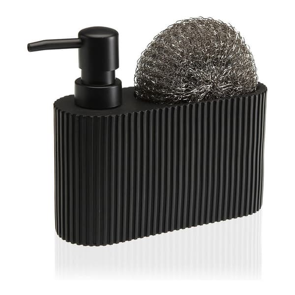 2-i-1 sæbedispenser til håndvasken Versa Harpiks Keramik 5,5 x 15,5 x 16,5 cm Sort