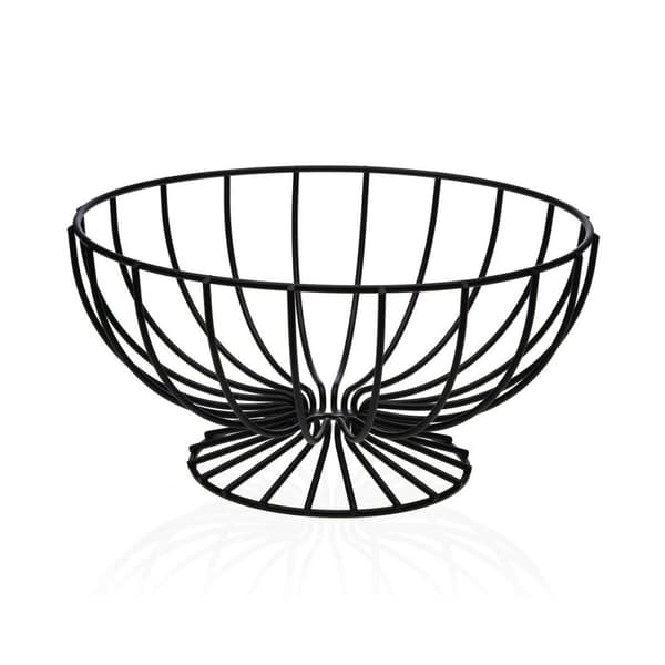 Fruktskål Versa Svart Metall Keramik Stål 26 x 11 x 26 cm