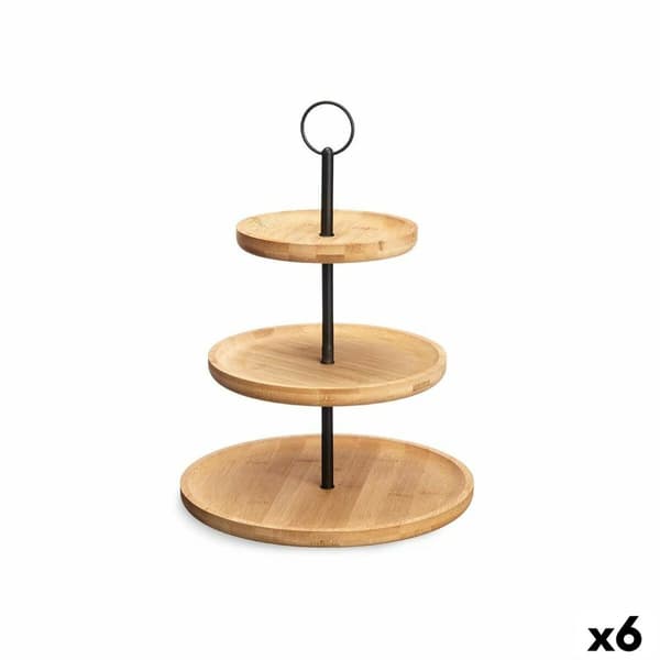 Fruktskål Kinvara KT225015-2 Svart Naturell Metall Bambu 25 x 37 x 25 cm (6 antal)