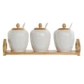 Pikkukuva 4 / 4: Sokeriastia DKD Home Decor Valkoinen Luonnollinen Bambu Posliini 31 x 9 x 7 cm 4 Kappaletta