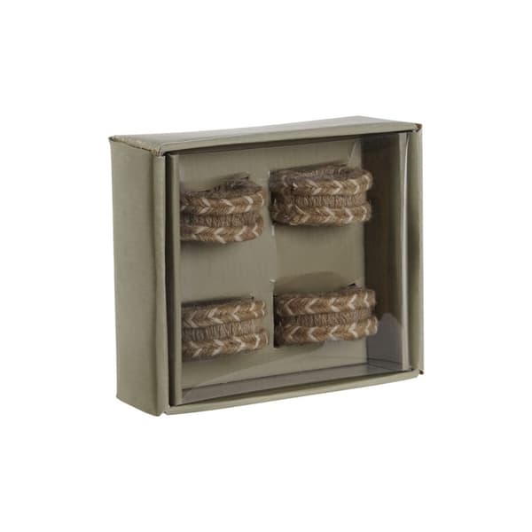 Lautasliinarengas DKD Home Decor Luonnollinen Juutti Mangopuu 6 x 3 x 6 cm 4 Kappaletta