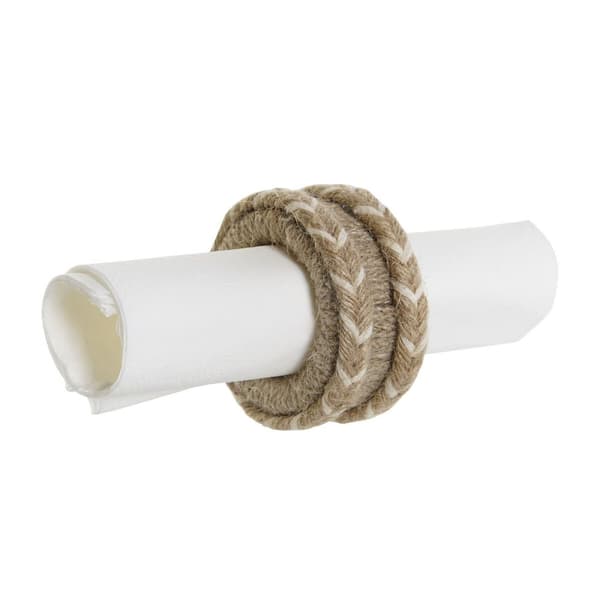 Lautasliinarengas DKD Home Decor Luonnollinen Juutti Mangopuu 6 x 3 x 6 cm 4 Kappaletta