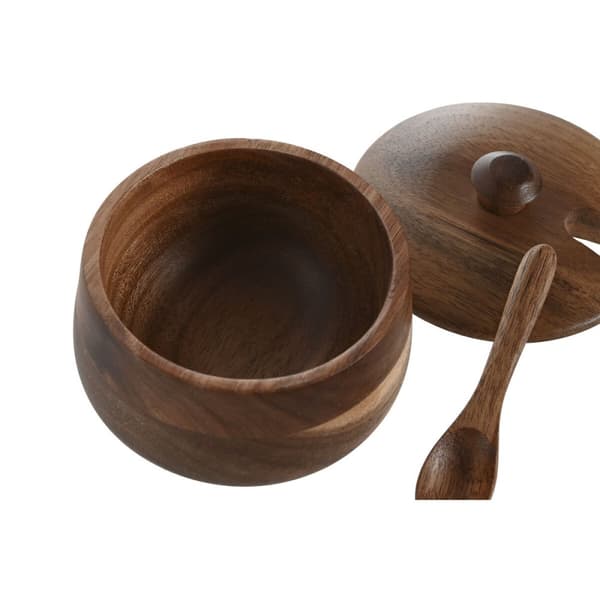 Sukkerbolle Home ESPRIT Naturell Akasia 9,5 x 9,5 x 7,5 cm