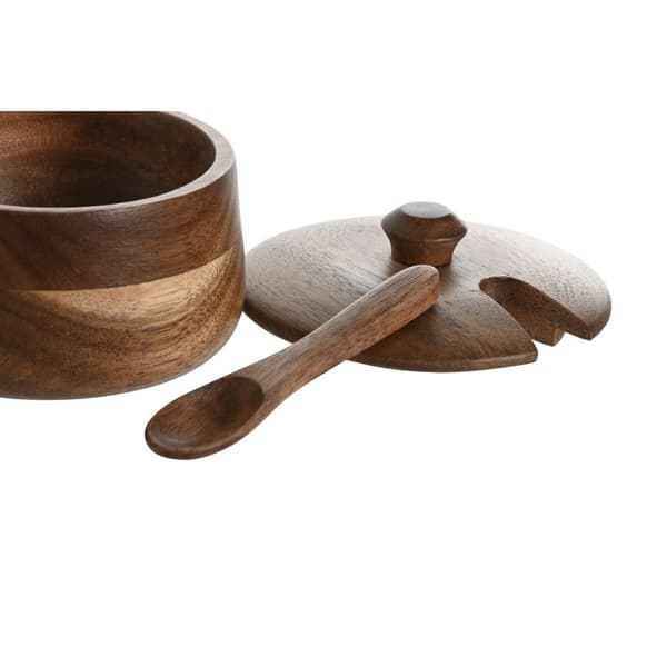 Sukkerbolle Home ESPRIT Naturell Akasia 9,5 x 9,5 x 7,5 cm
