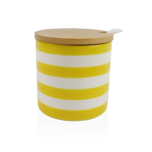 Sukkerbolle Versa Gul Keramikk Dolomite 8 x 8 x 8 cm Striper Sirkulær