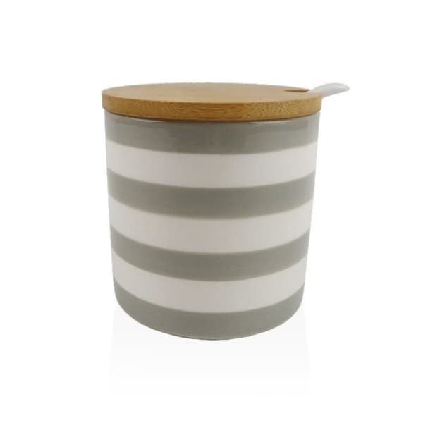 Sukkerbolle Versa Grå Keramikk Dolomite 8 x 8 x 8 cm Striper Sirkulær