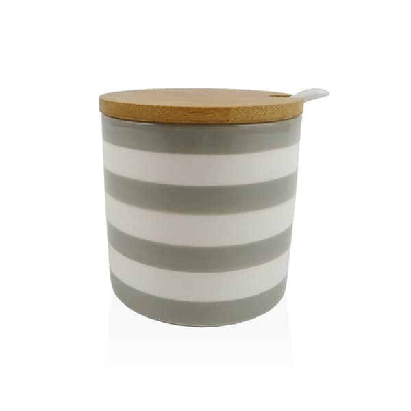 Sukkerbolle Versa Grå Keramikk Dolomite 8 x 8 x 8 cm Striper Sirkulær