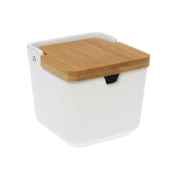 Sukkerskål Bambus Dolomite (9,2 x 9,2 x 9 cm) - Hvid