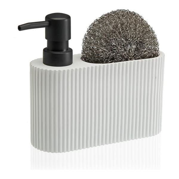 2-i-1 sæbedispenser til håndvasken Versa Harpiks Keramik 5,5 x 15,5 x 16,5 cm Hvid