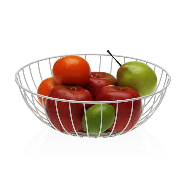 Frugtskål Versa Flandes Metal Stål Træ MDF 28 x 10 x 28 cm