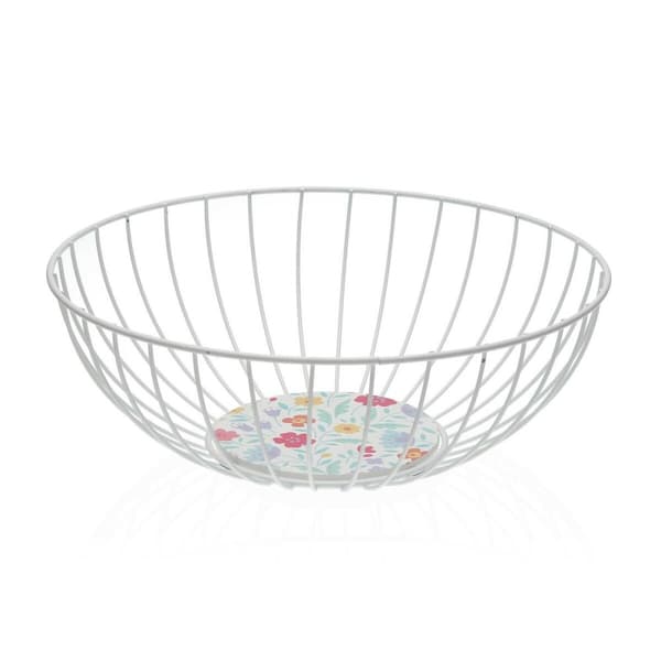 Frugtskål Versa Flandes Metal Stål Træ MDF 28 x 10 x 28 cm