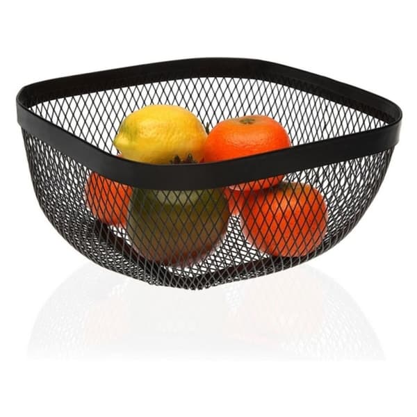 Fruktskål Metall Stål (26,5 x 12,5 x 26,5 cm) - Svart