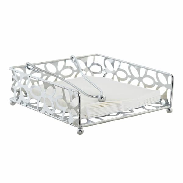 Servietholder DKD Home Decor Margarita Sølvfarvet Metal Plastik 18 x 19 x 6 cm