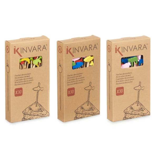 Sæt med grillspyd Kinvara 47527 Bambus 2,5 x 0,4 x 12,5 cm Spyd Dekoreret (24 enheder)