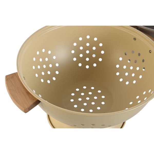 Dræner Home ESPRIT Beige Grå Bambus Rustfrit stål 30 x 24,5 x 14 cm (2 enheder)