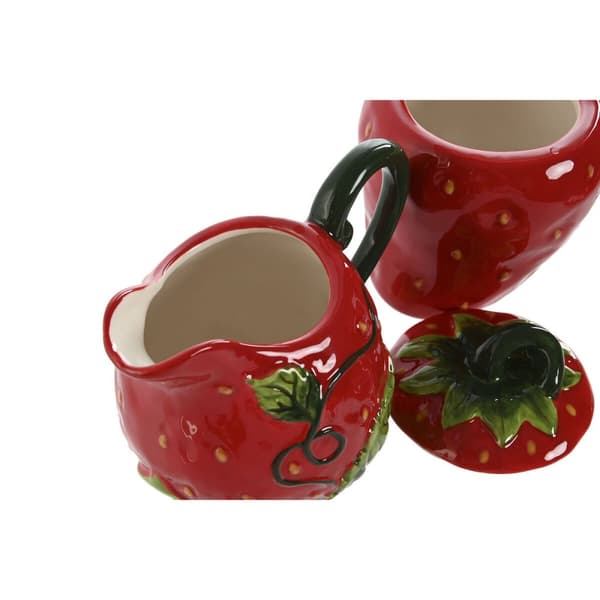 Maitokannu ja sokerikulho Home ESPRIT Punainen Kivitavara 15 x 10 x 11 cm 2 Kappaletta