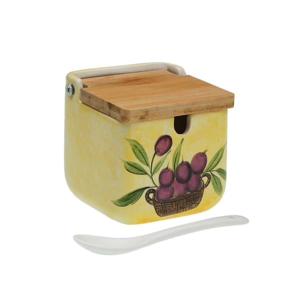 Sukkerskål Versa Keramik Bambus Porcelæn Dolomite 8 x 8 x 8 cm Oliven
