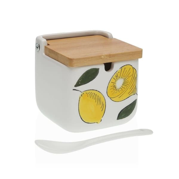 Sockerströare Versa Keramik Bambu Porslin Dolomite 8 x 8 x 8 cm Citron