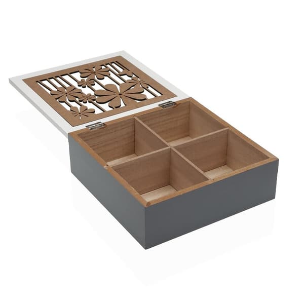 Låda för örtte Versa Trä MDF 20 x 7 x 20 cm Virágok