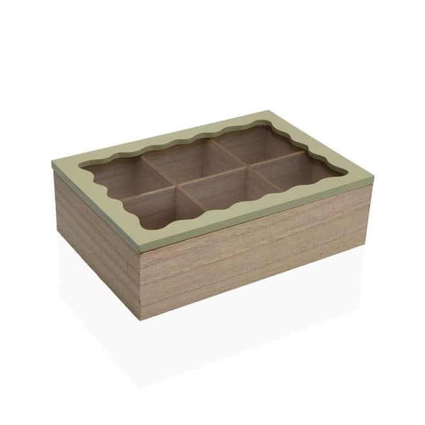 Æske til infusioner Versa Hvid Træ 20 x 5 x 16,5 cm