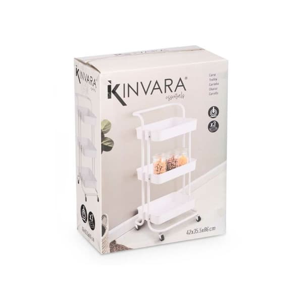 Køkkenvogn Kinvara WR4338-TJ PRO Hvid Metal polypropylen 42 x 86 x 35,5 cm 3 Rum