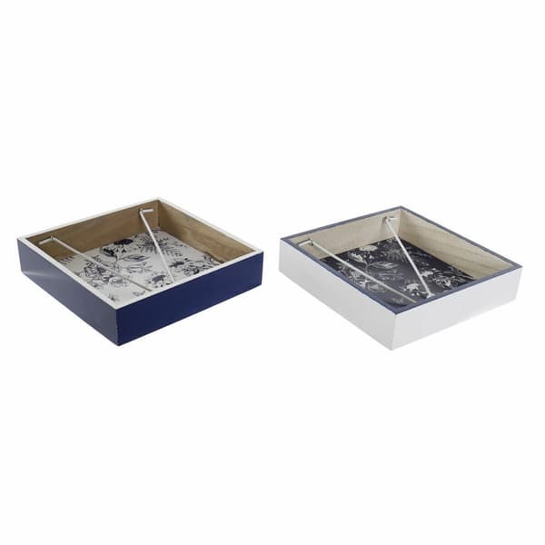 Servetthållare DKD Home Decor Metall Vit Marinblå Trä MDF (2 pcs)