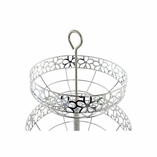 Fruktskål DKD Home Decor Silver Metall Virágok (28 x 28 x 39 cm)