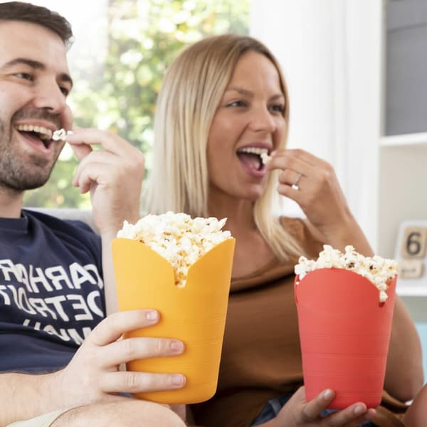 BRUGT Sammenfoldelige silikone Popcorn Poppers InnovaGoods COLLAPSIBLE POPCORN BOWL Metal Silikone (Refurbished A)