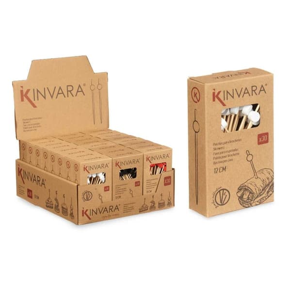 Set med grillspett för barbecue Kinvara 36340 Bambu (24 antal)