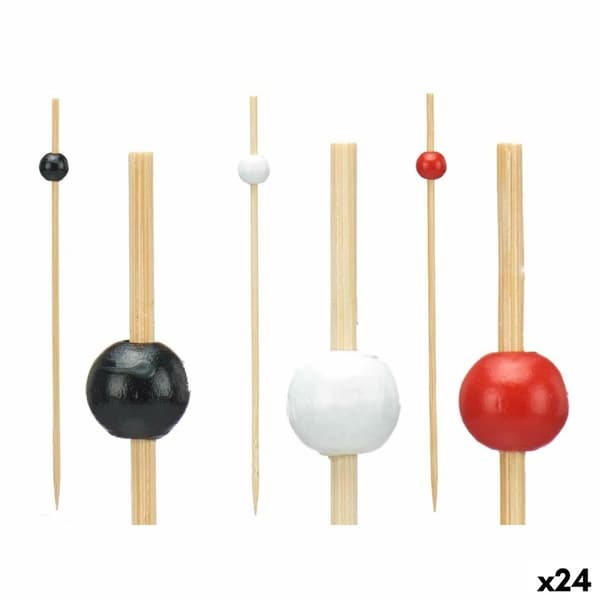 Set med grillspett för barbecue Kinvara 36340 Bambu (24 antal)