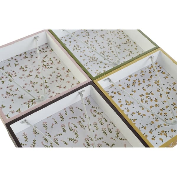 Servietholder DKD Home Decor Grøn Sennep Mørkebrun Metal Aluminium Træ MDF 18 x 18 x 4 cm (4 enheder)