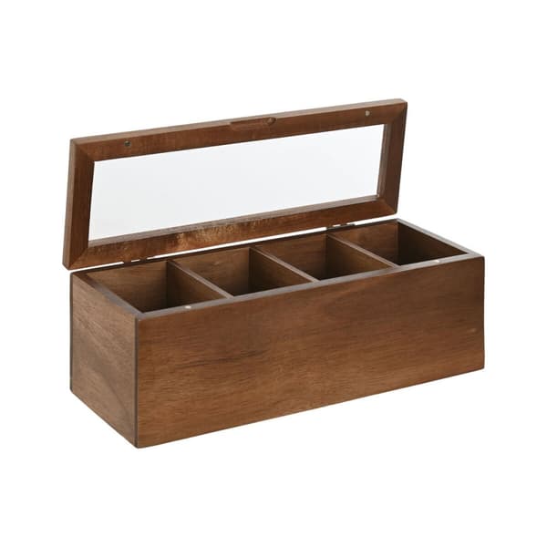 Æske til infusioner Home ESPRIT Natur Krystal Akacie 26,5 x 9 x 9 cm
