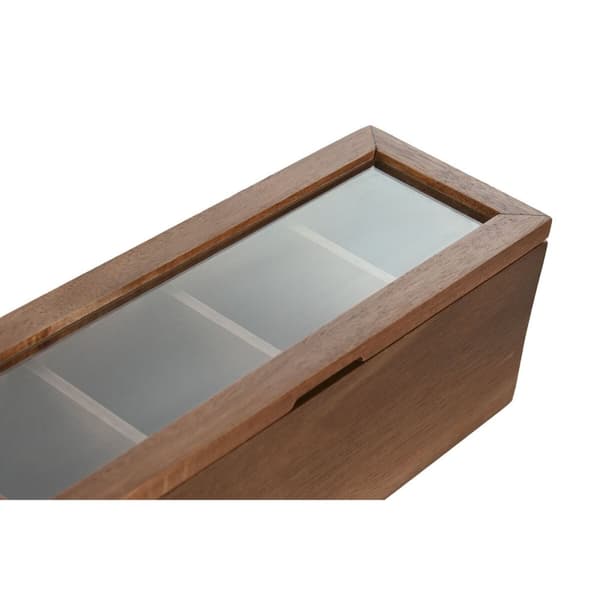 Æske til infusioner Home ESPRIT Natur Krystal Akacie 26,5 x 9 x 9 cm