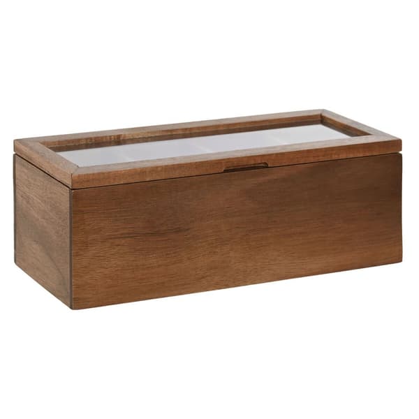 Æske til infusioner Home ESPRIT Natur Krystal Akacie 26,5 x 9 x 9 cm