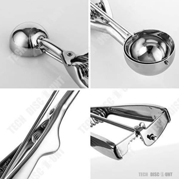 TD® Tefal Pro Rostfritt stål Glass Skopa Dig Trigger Frukt Vattenmelon Kräm Mosat Potatis Ball Scoop Cake